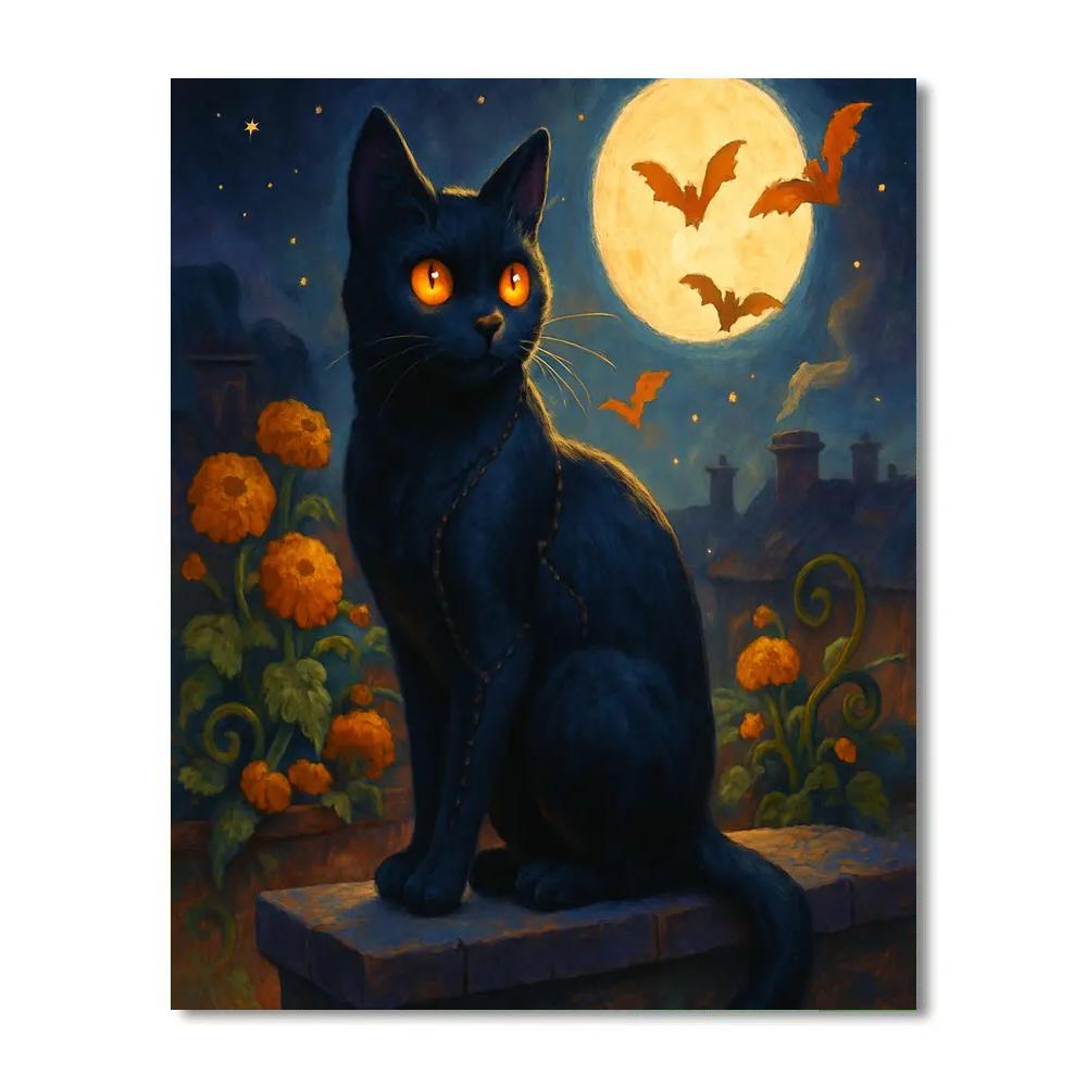 Clockwork Cat On The Rooftop Garden Paint by numbers art