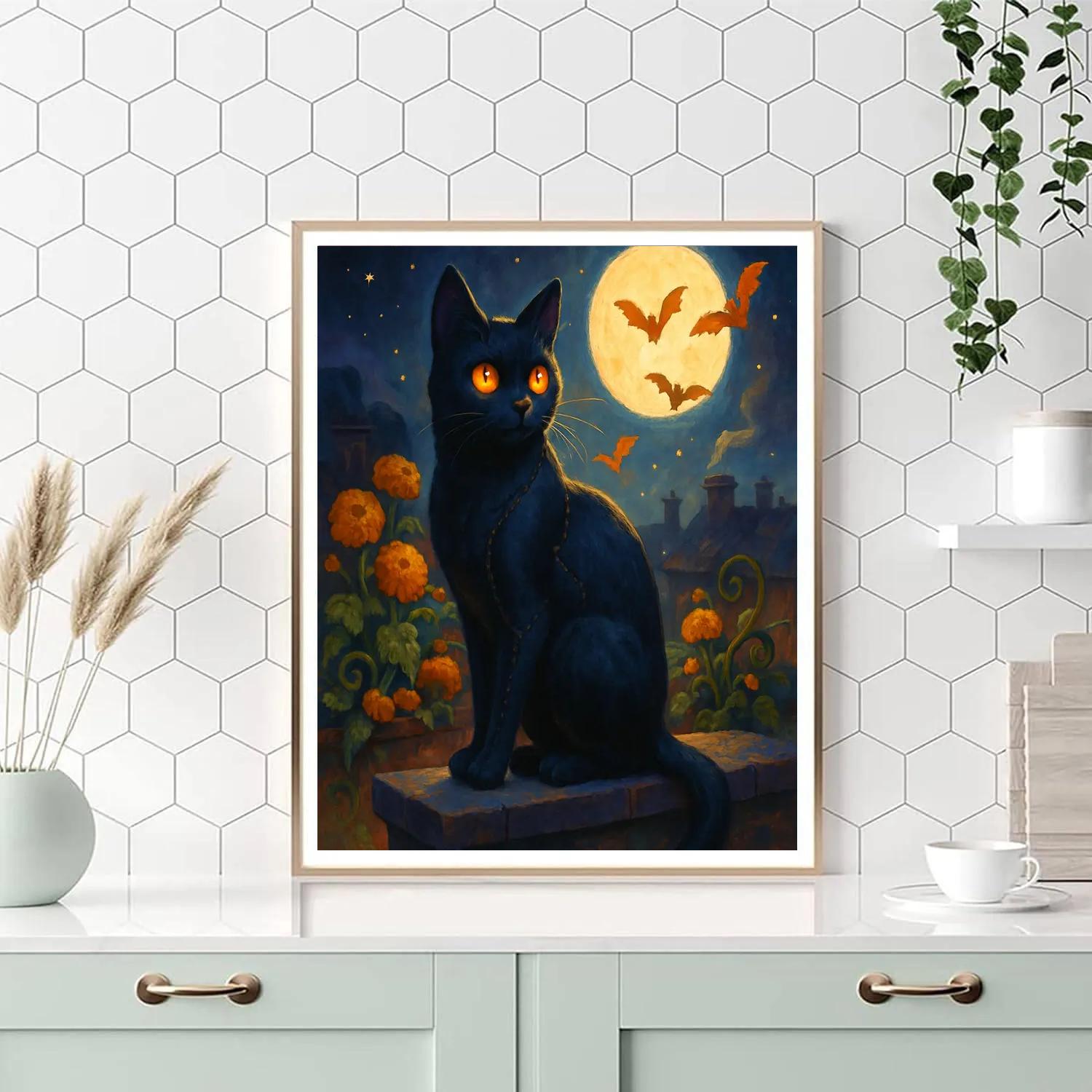 Clockwork Cat On The Rooftop Garden Paint by numbers art