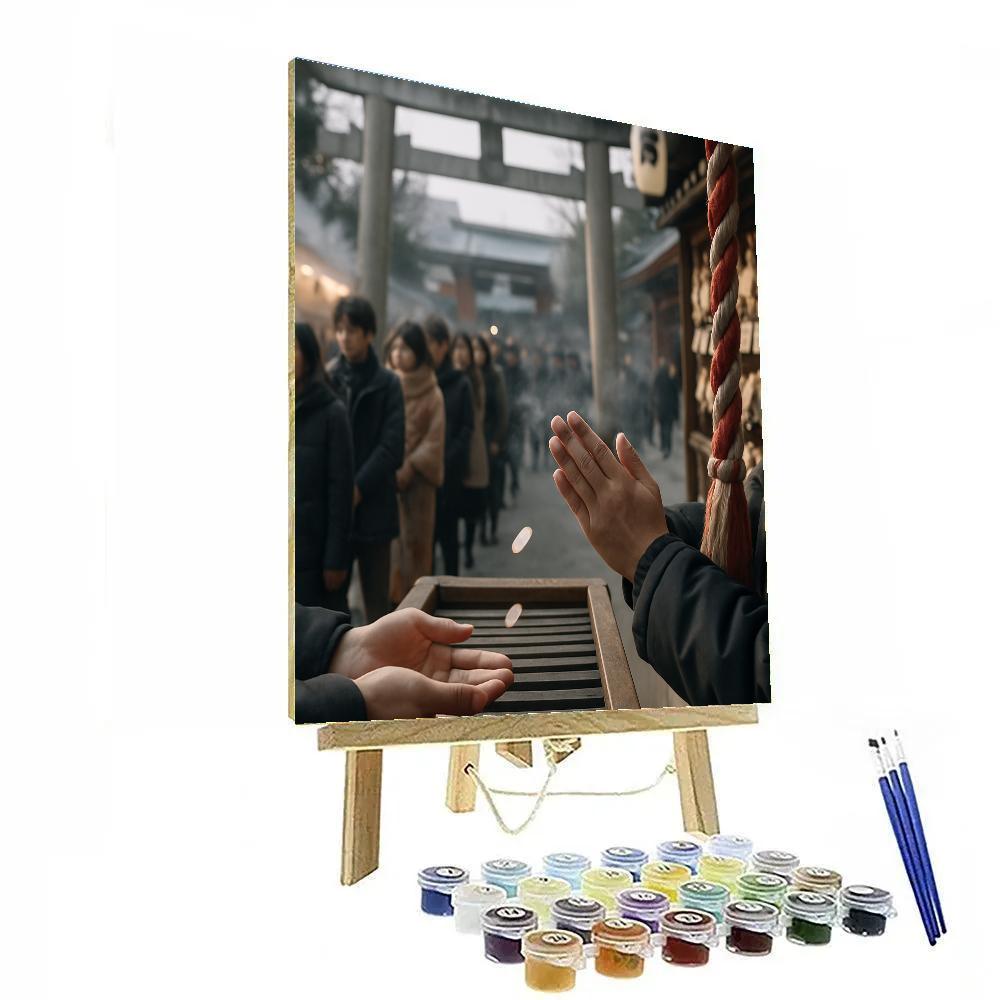 Oshogatsu Shrine Visit Winter Morning paint by numbers