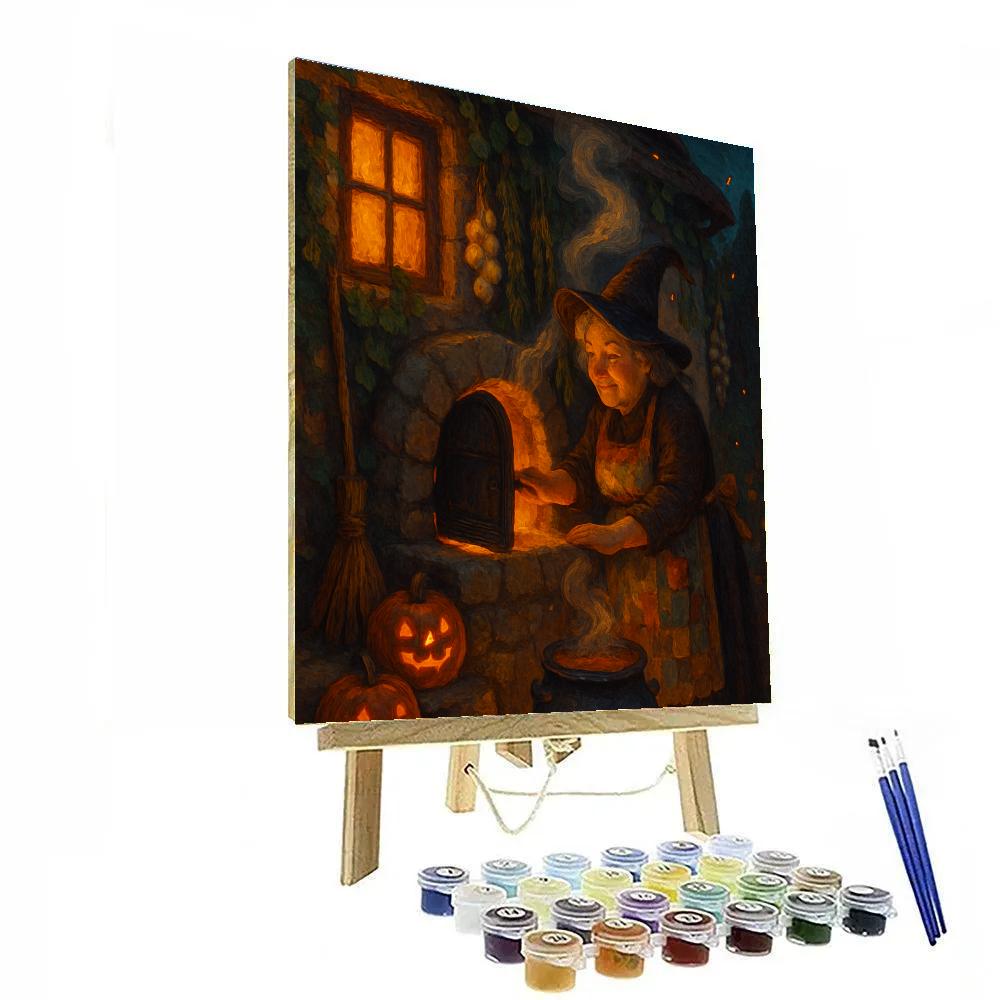 Witch Cottage Bread Oven Glow paint by number