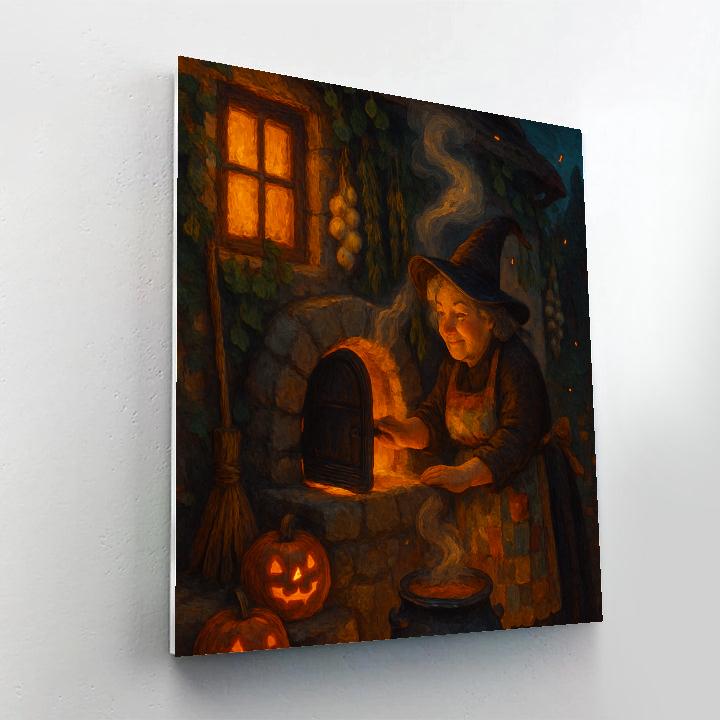 Witch Cottage Bread Oven Glow paint by number
