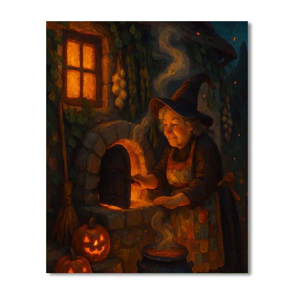 Witch Cottage Bread Oven Glow paint by number