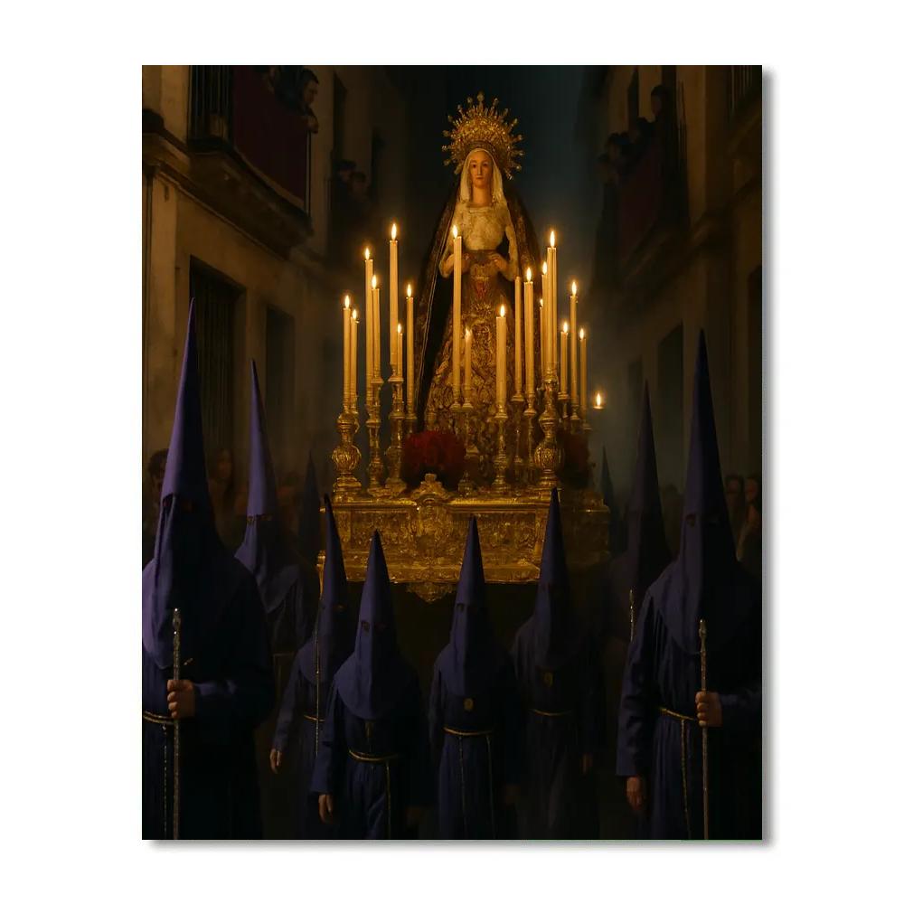 Semana Santa Procession Candlelit Street DIY paint by numbers