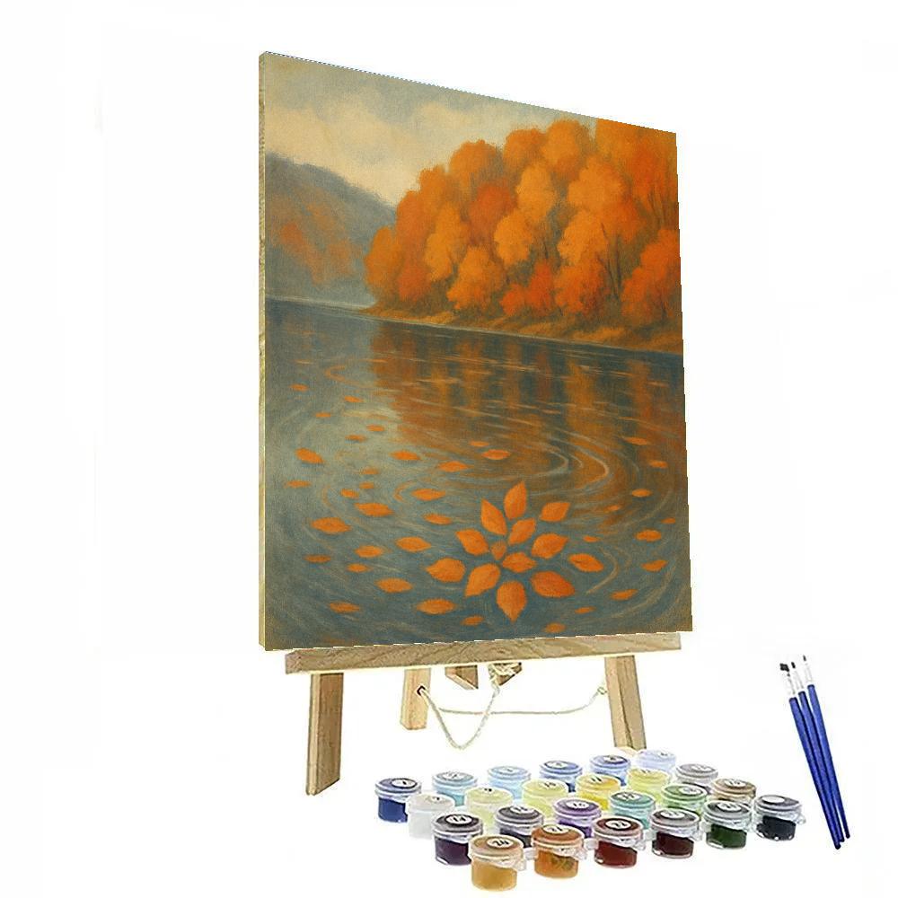 Autumn Mirror Bay With Copper Leaves paint by number