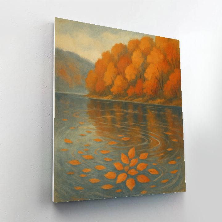 Autumn Mirror Bay With Copper Leaves paint by number
