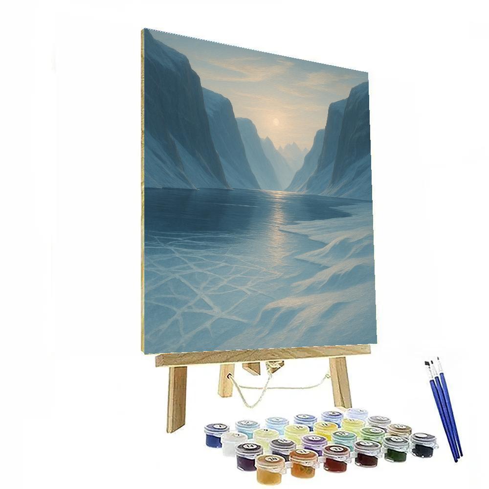 Winter Sun Over Frozen Fjord Paint by numbers art