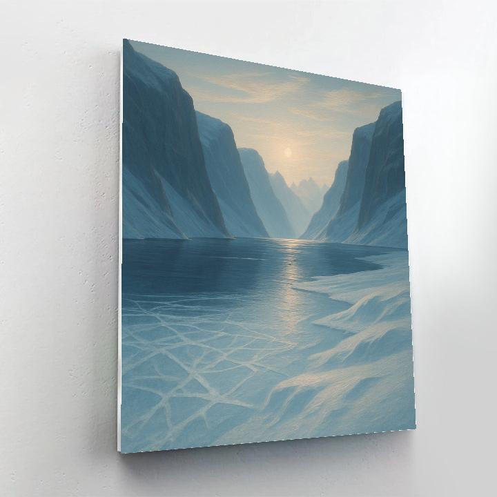 Winter Sun Over Frozen Fjord Paint by numbers art