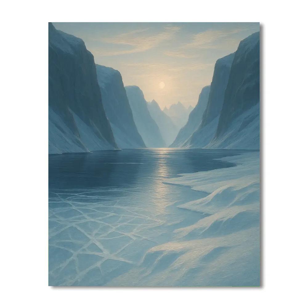 Winter Sun Over Frozen Fjord Paint by numbers art