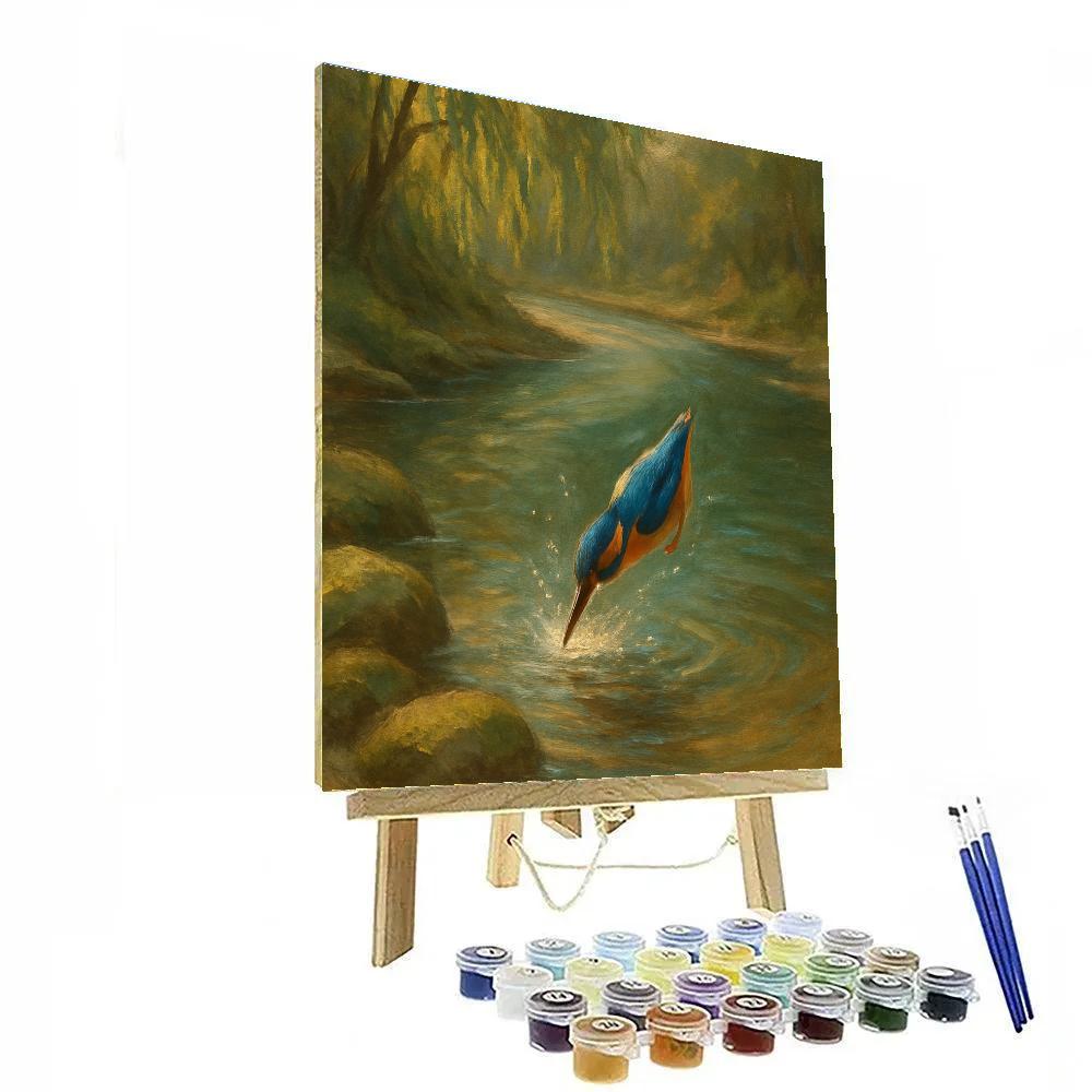 Kingfisher Splash In The River Bend Numbered painting kits