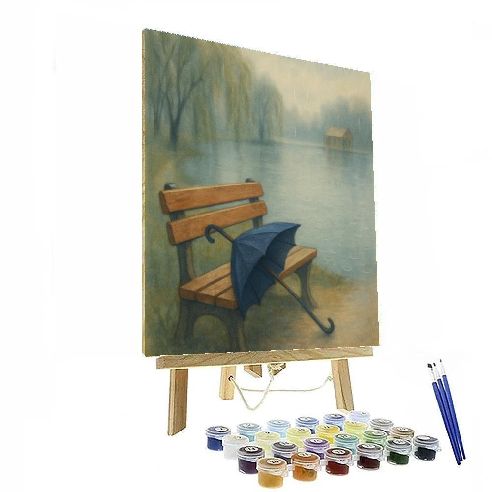 Rainy Lakeside Umbrella Pause DIY paint by numbers