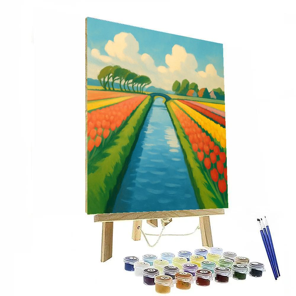 Spring Canal Through Tulip Meadows Paint by numbers kits