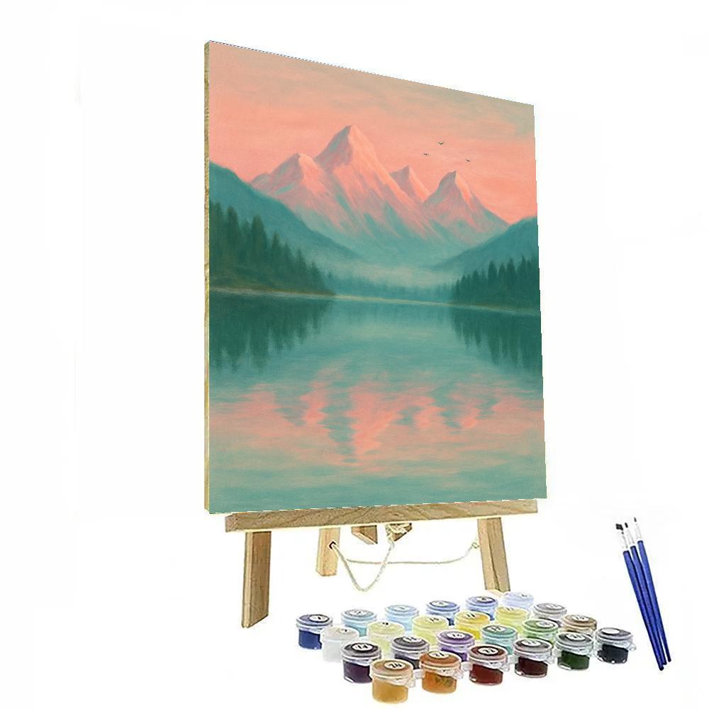 Mountain Lake With Blushing Dawn Peaks Paint by numbers art