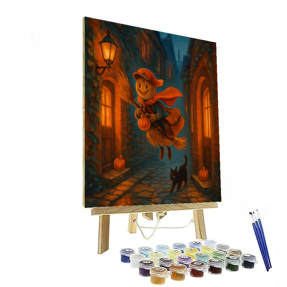 The Broomstick Postman In Candlelit Alley Numbered painting kits