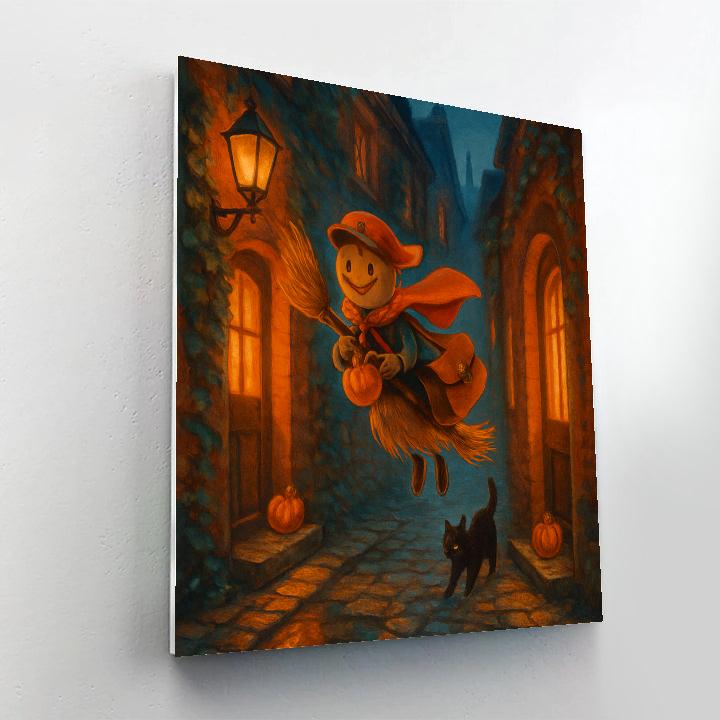 The Broomstick Postman In Candlelit Alley Numbered painting kits