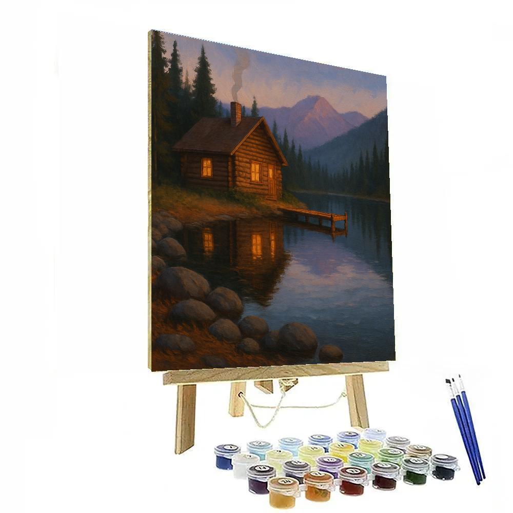 Cedar Cabin By The Mirror Lake Paint by numbers kits