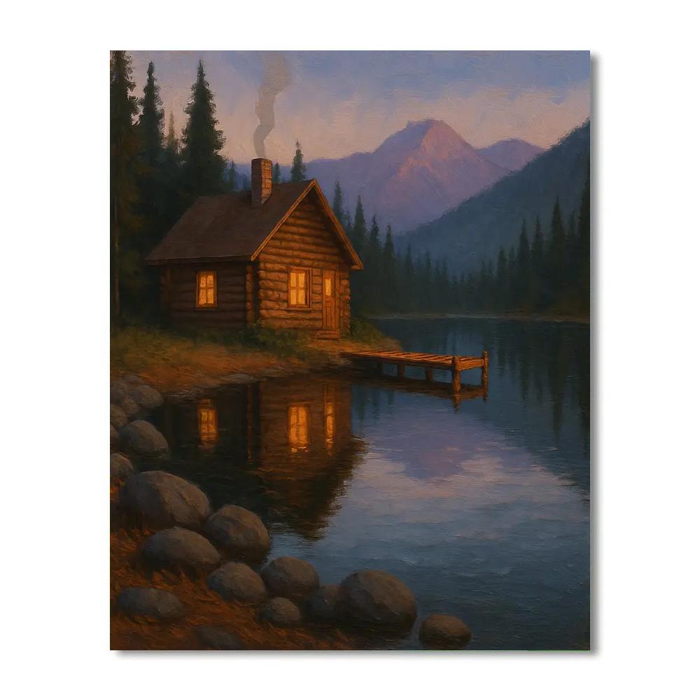 Cedar Cabin By The Mirror Lake Paint by numbers kits