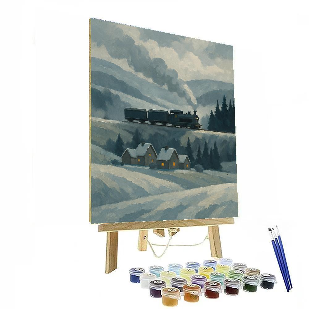 Train Smoke Over The Winter Valley paint by color