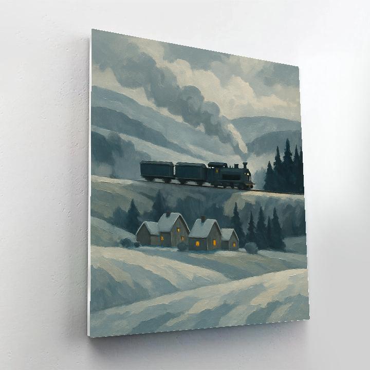 Train Smoke Over The Winter Valley paint by color