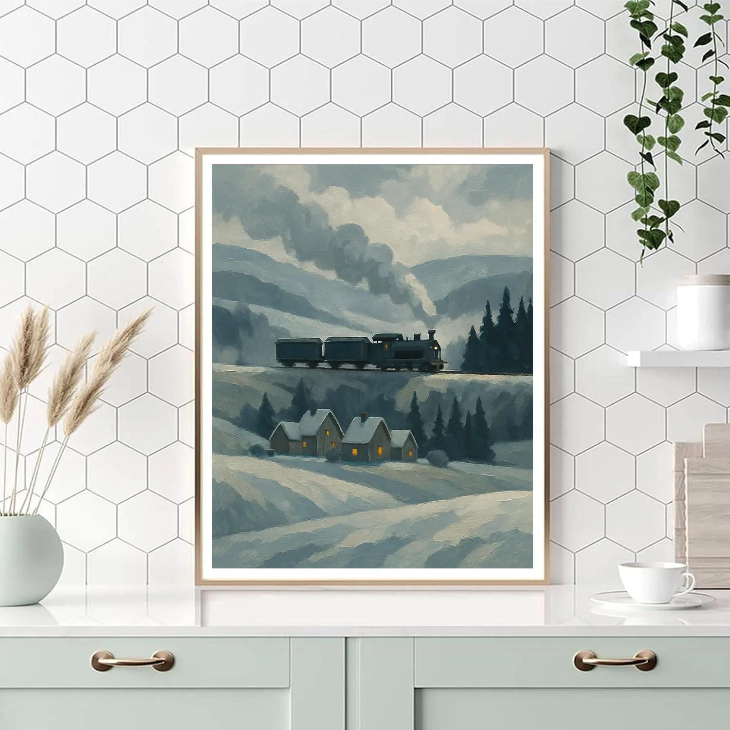 Train Smoke Over The Winter Valley paint by color