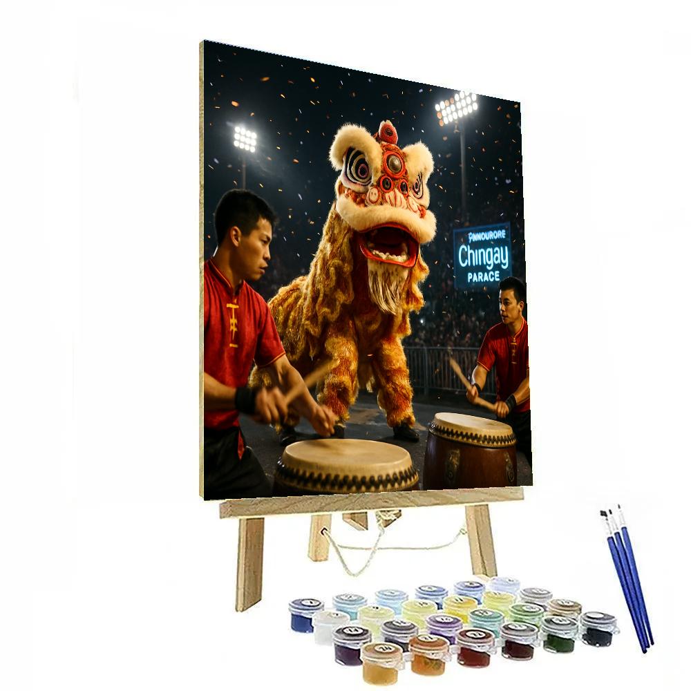Chingay Parade Lion Drummers Paint by numbers art