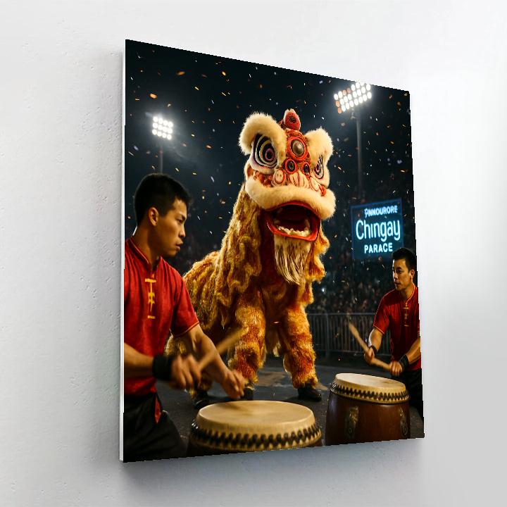 Chingay Parade Lion Drummers Paint by numbers art