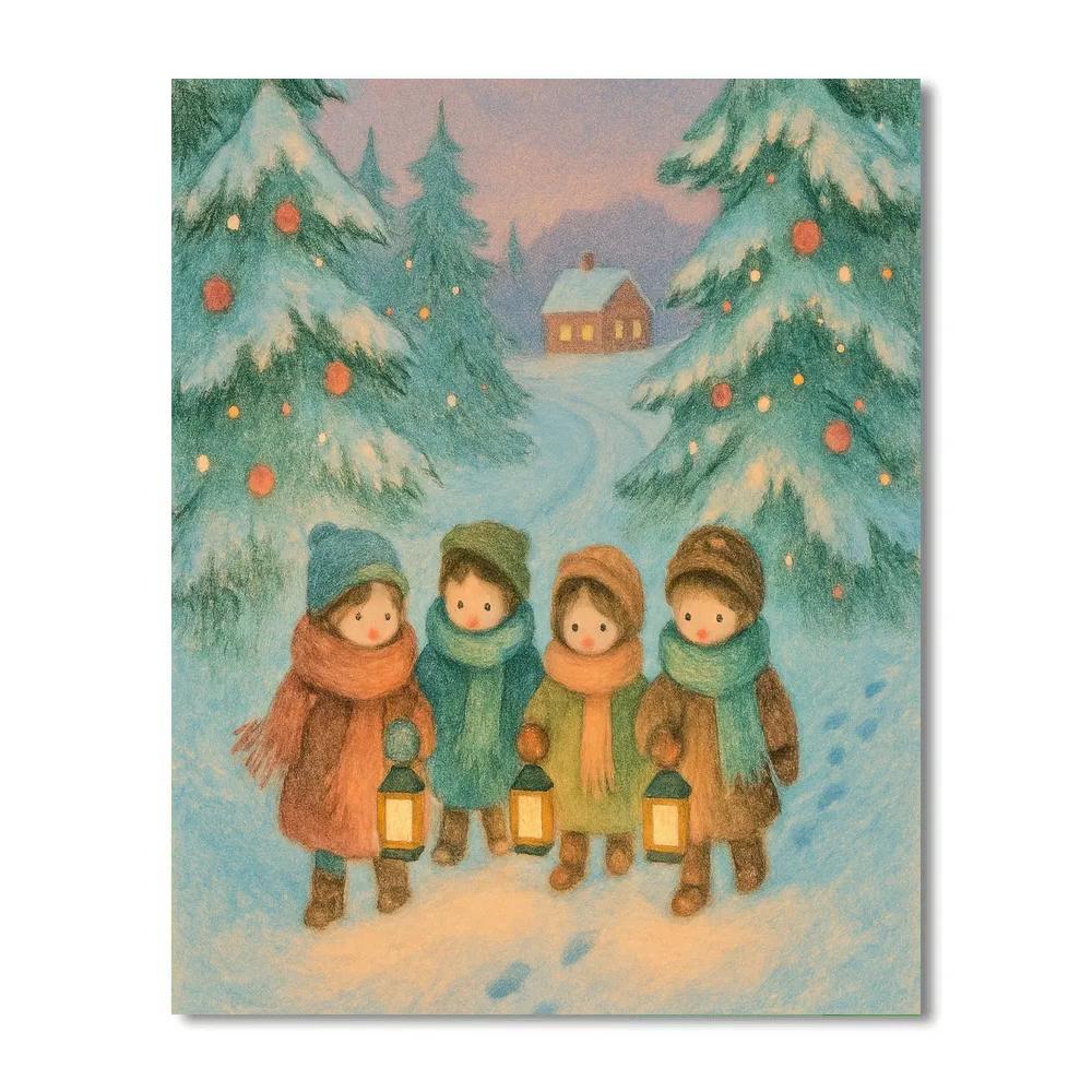 Lantern Parade Through Evergreen Lane paint by number