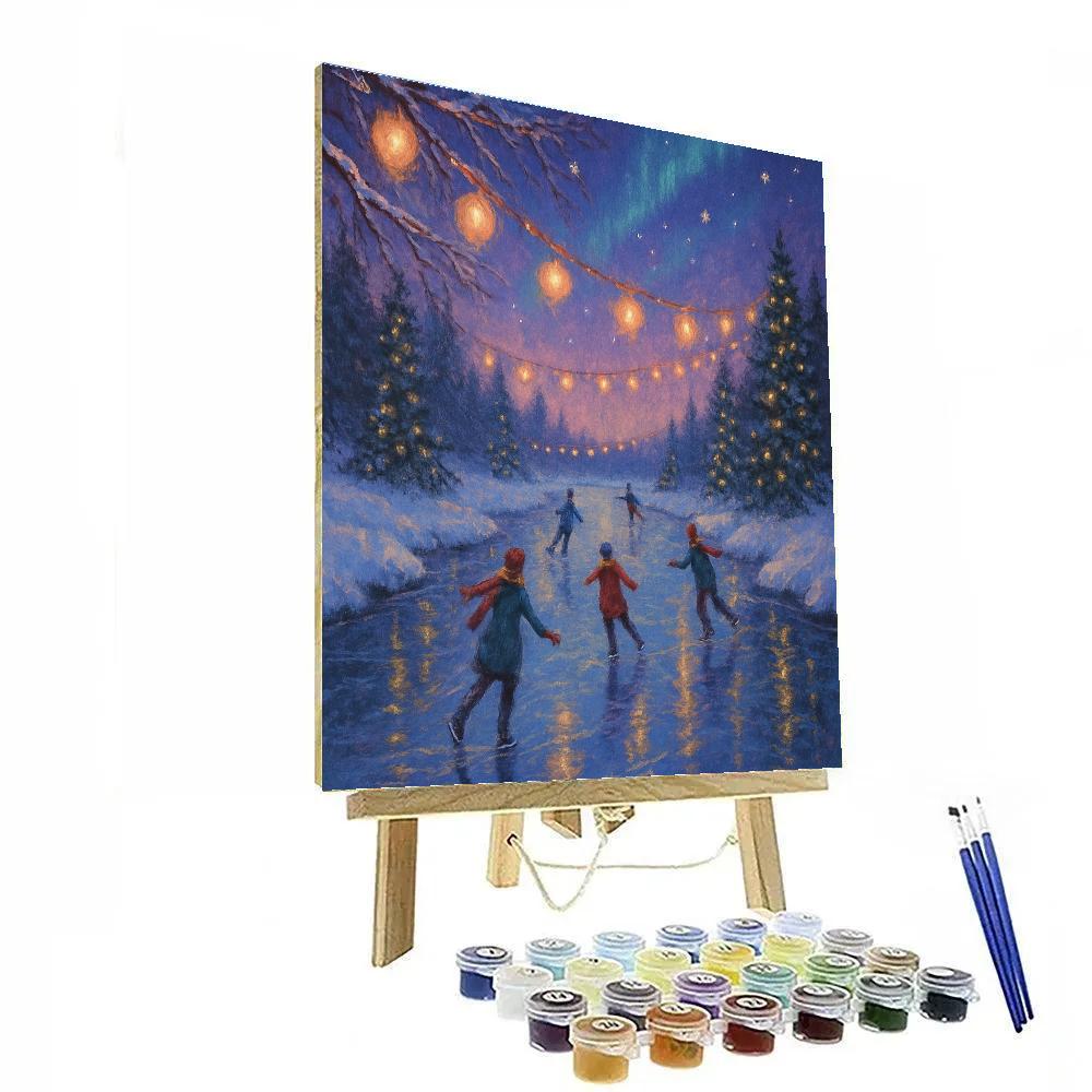 Twilight Skaters On The Frozen River Paint by numbers kits