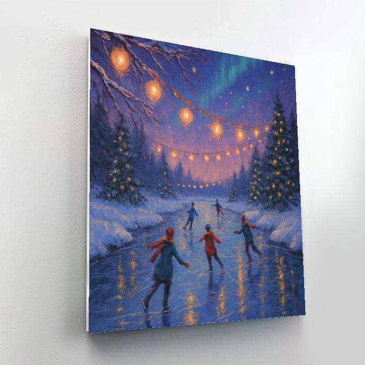 Twilight Skaters On The Frozen River Paint by numbers kits