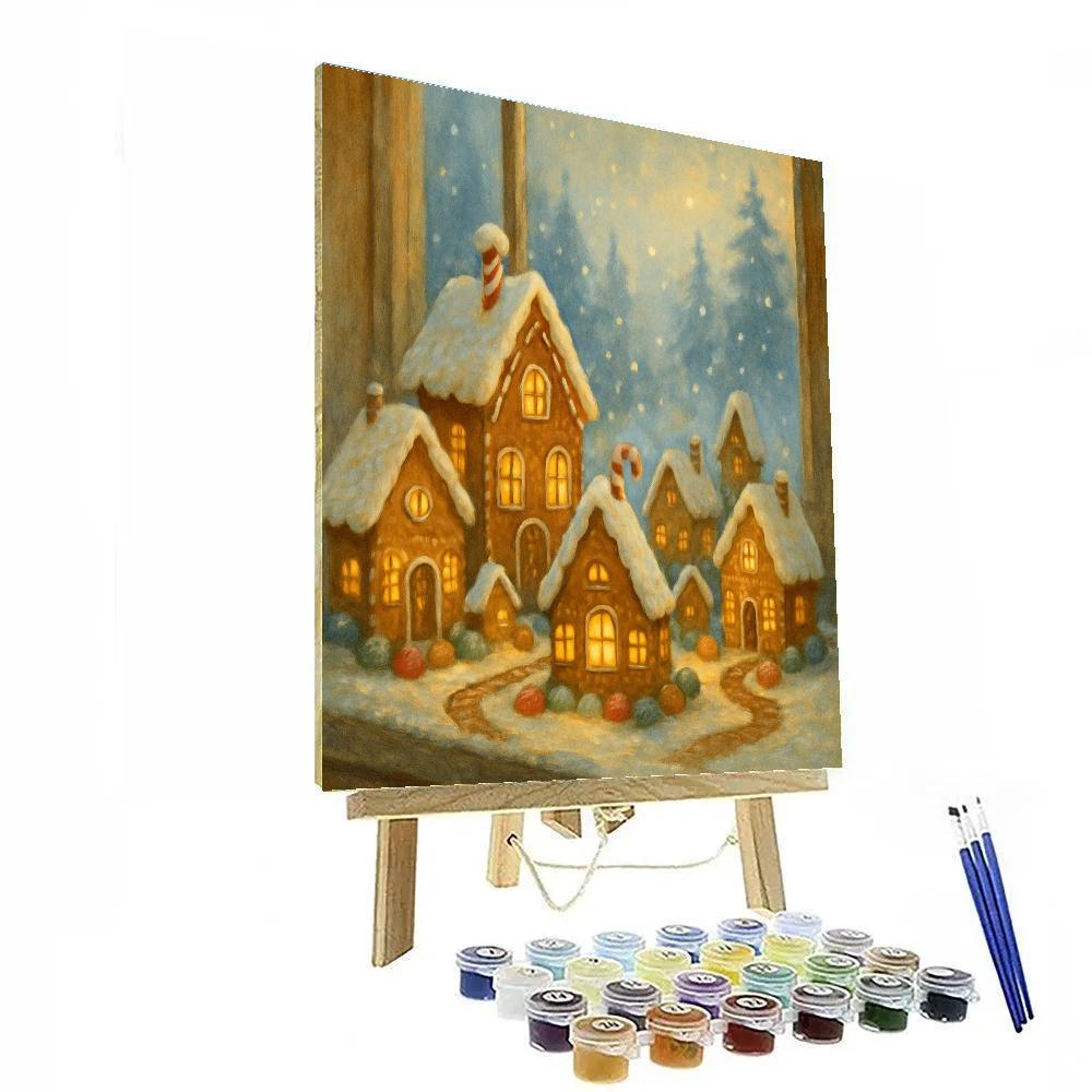 Gingerbread Village On The Windowsill Painting by numbers kit