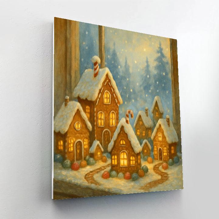 Gingerbread Village On The Windowsill Painting by numbers kit