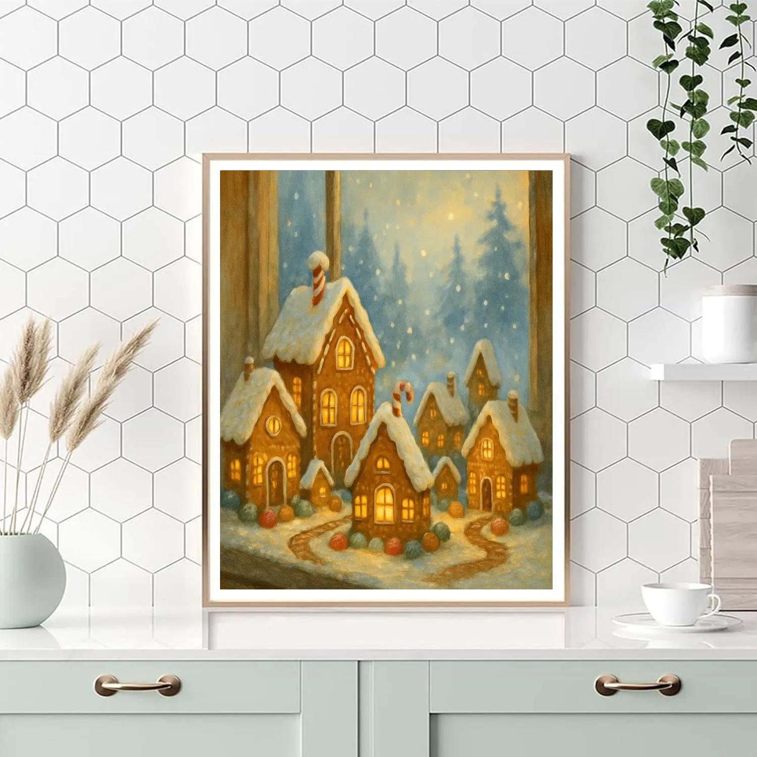 Gingerbread Village On The Windowsill Painting by numbers kit