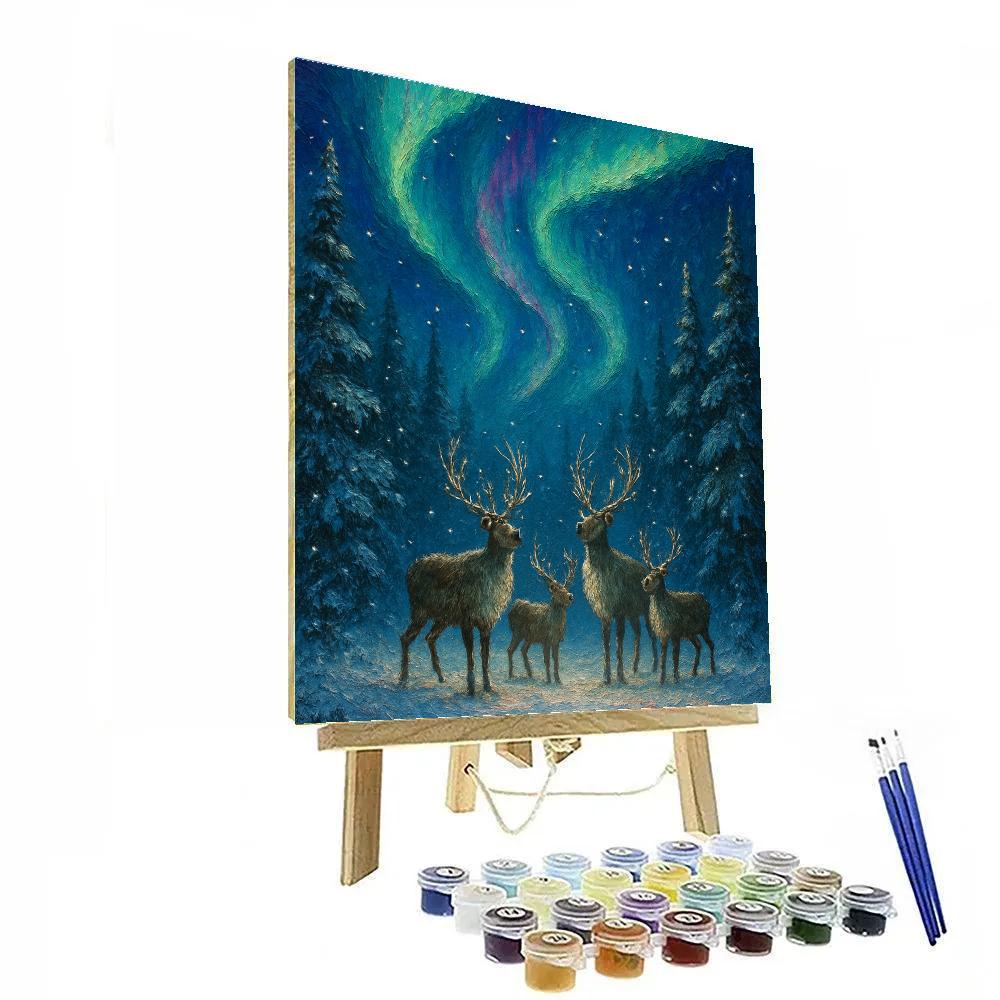 Northern Lights Over Reindeer Hollow Paint by numbers kits