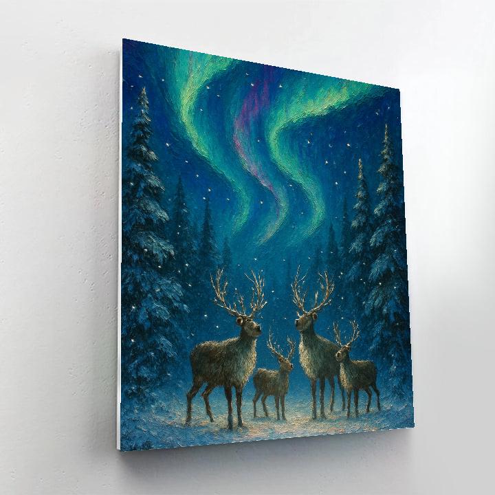 Northern Lights Over Reindeer Hollow Paint by numbers kits