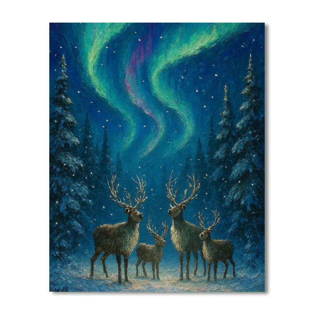 Northern Lights Over Reindeer Hollow Paint by numbers kits