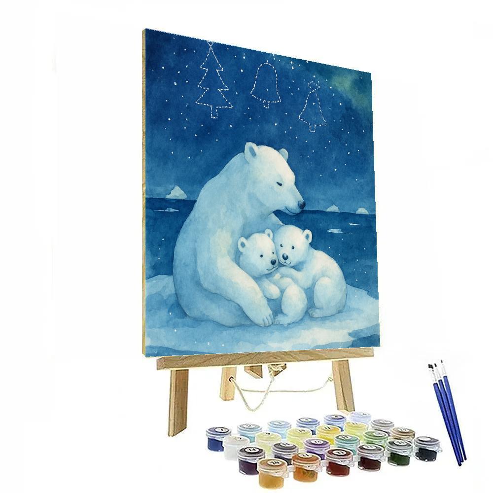 Polar Bear Family Under Starry Constellations Paint by numbers kits