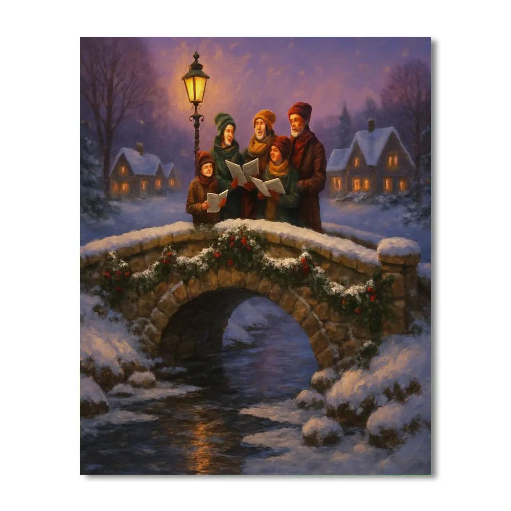 Carolers At The Stone Bridge Paint by numbers kits