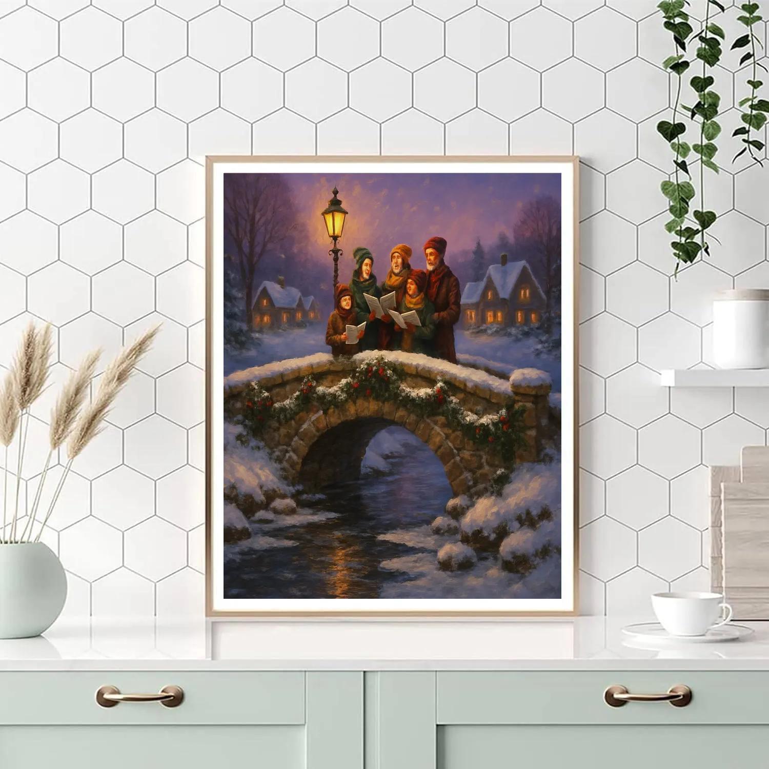 Carolers At The Stone Bridge Paint by numbers kits