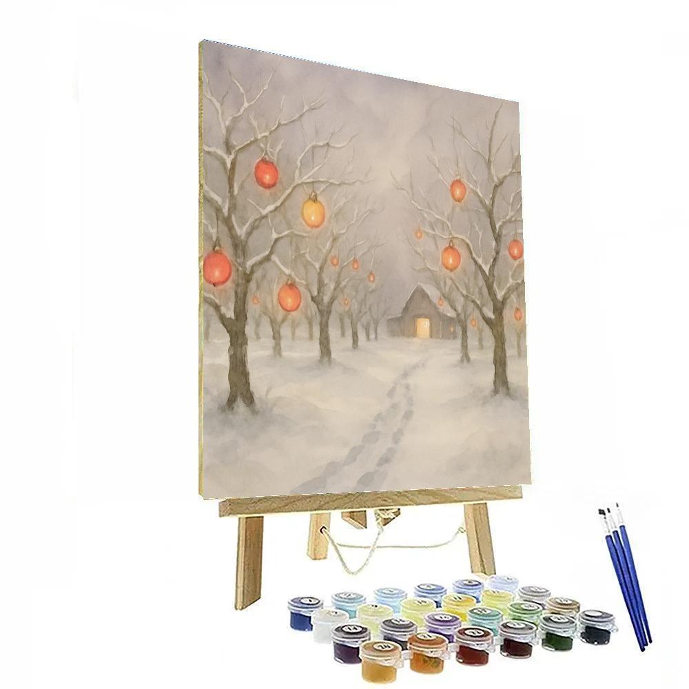 Frosted Orchard With Holiday Lanterns paint by numbers