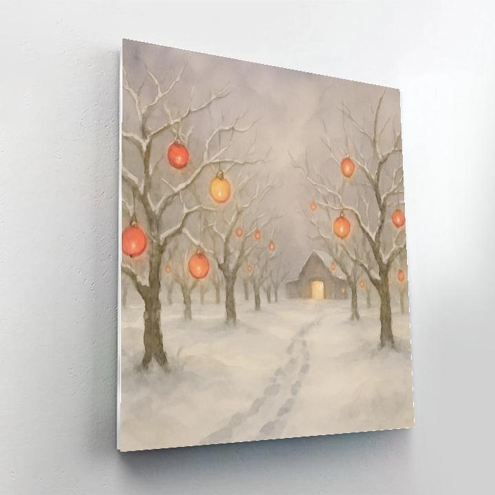 Frosted Orchard With Holiday Lanterns paint by numbers