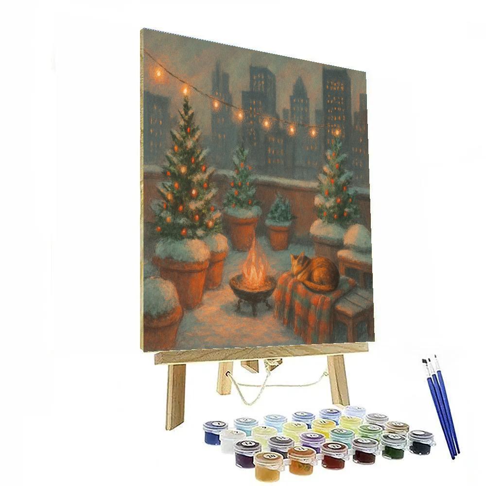 Silent Night Over Rooftop Garden paint by numbers