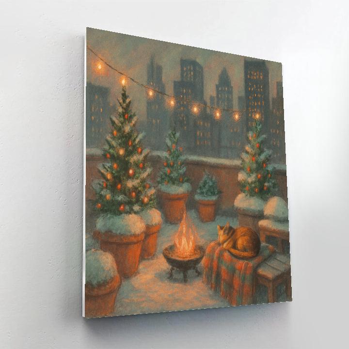 Silent Night Over Rooftop Garden paint by numbers