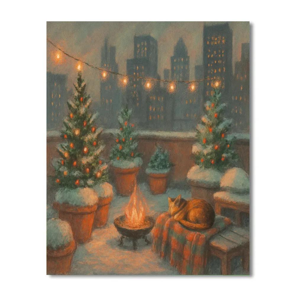 Silent Night Over Rooftop Garden paint by numbers