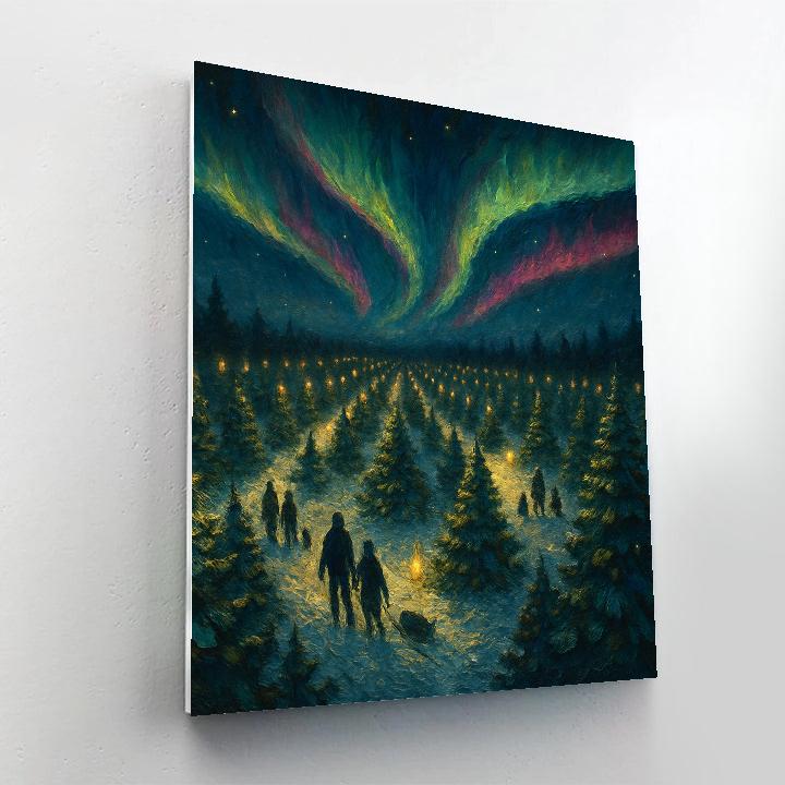 Aurora Over Christmas Tree Farm Number painting