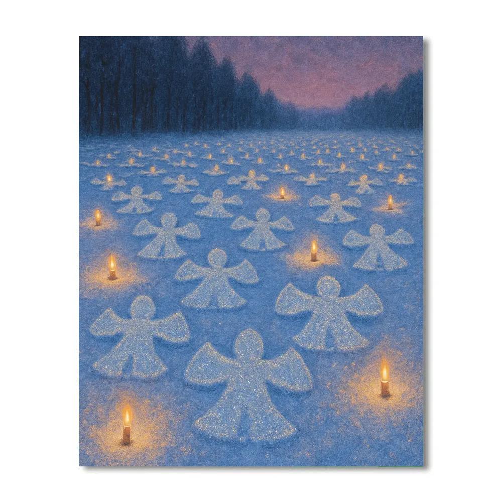 Candlelit Snow Angel Meadow Paint by numbers art