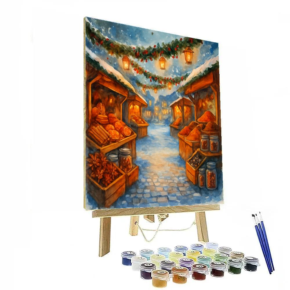Snow Covered Market Of Spices paint by number