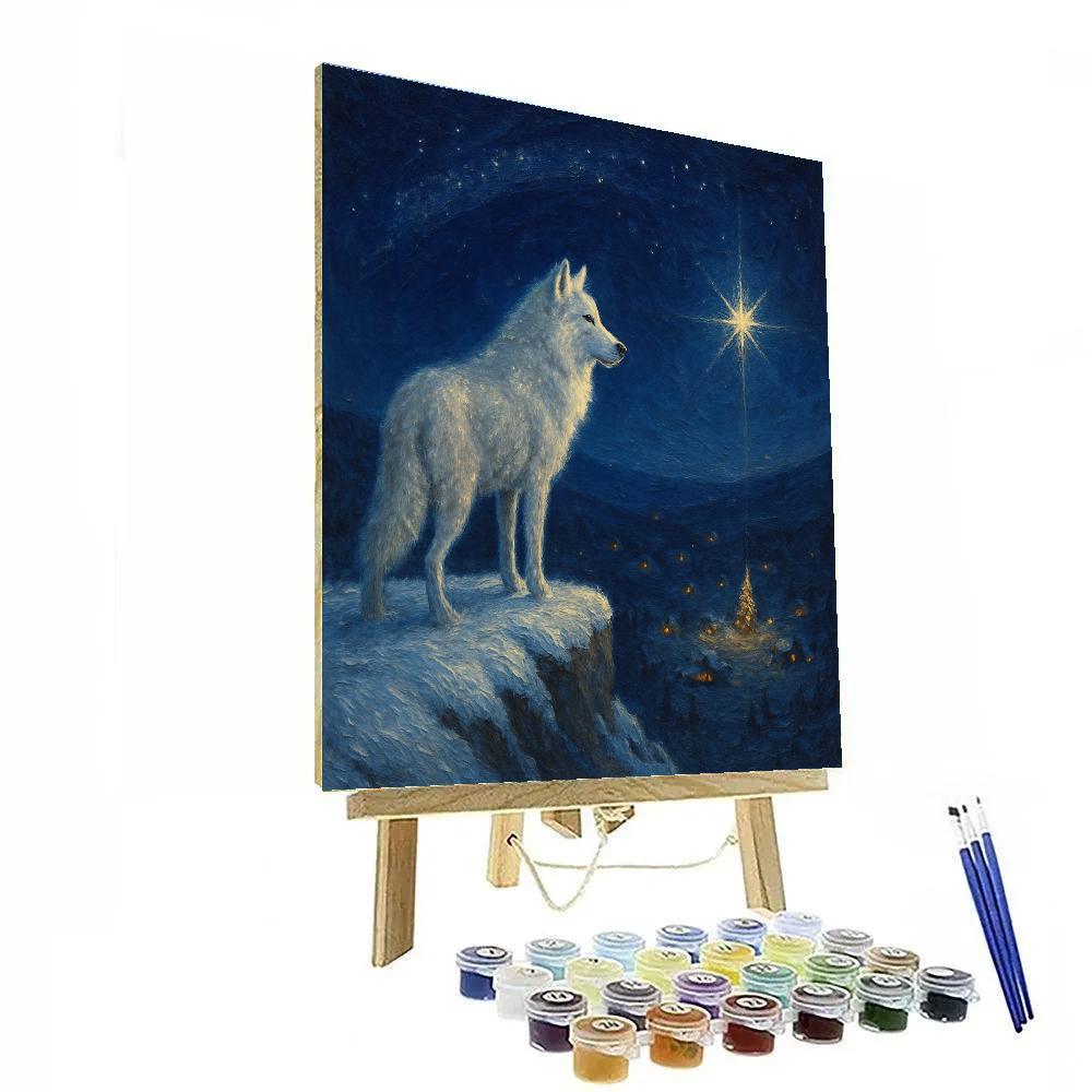 Midwinter Wolf And The Christmas Star paint by number