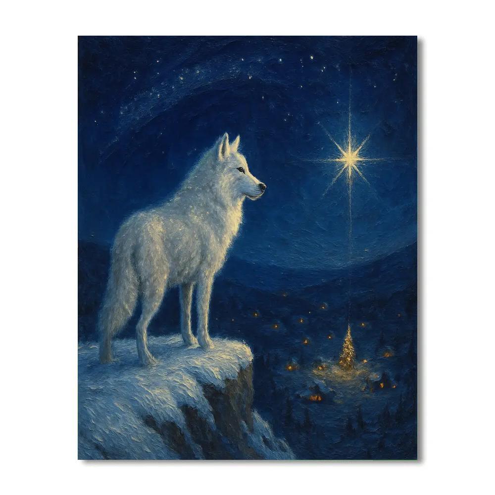 Midwinter Wolf And The Christmas Star paint by number