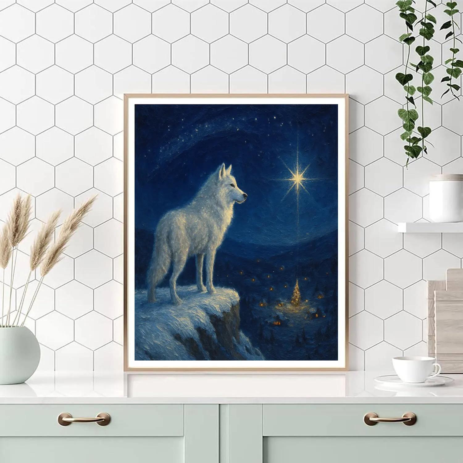 Midwinter Wolf And The Christmas Star paint by number