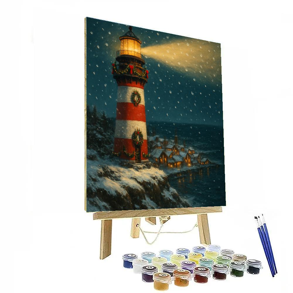 Christmas Harbor Lighthouse Beacon Numbered painting kits