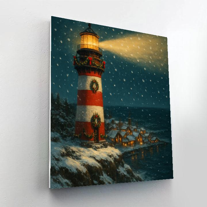 Christmas Harbor Lighthouse Beacon Numbered painting kits